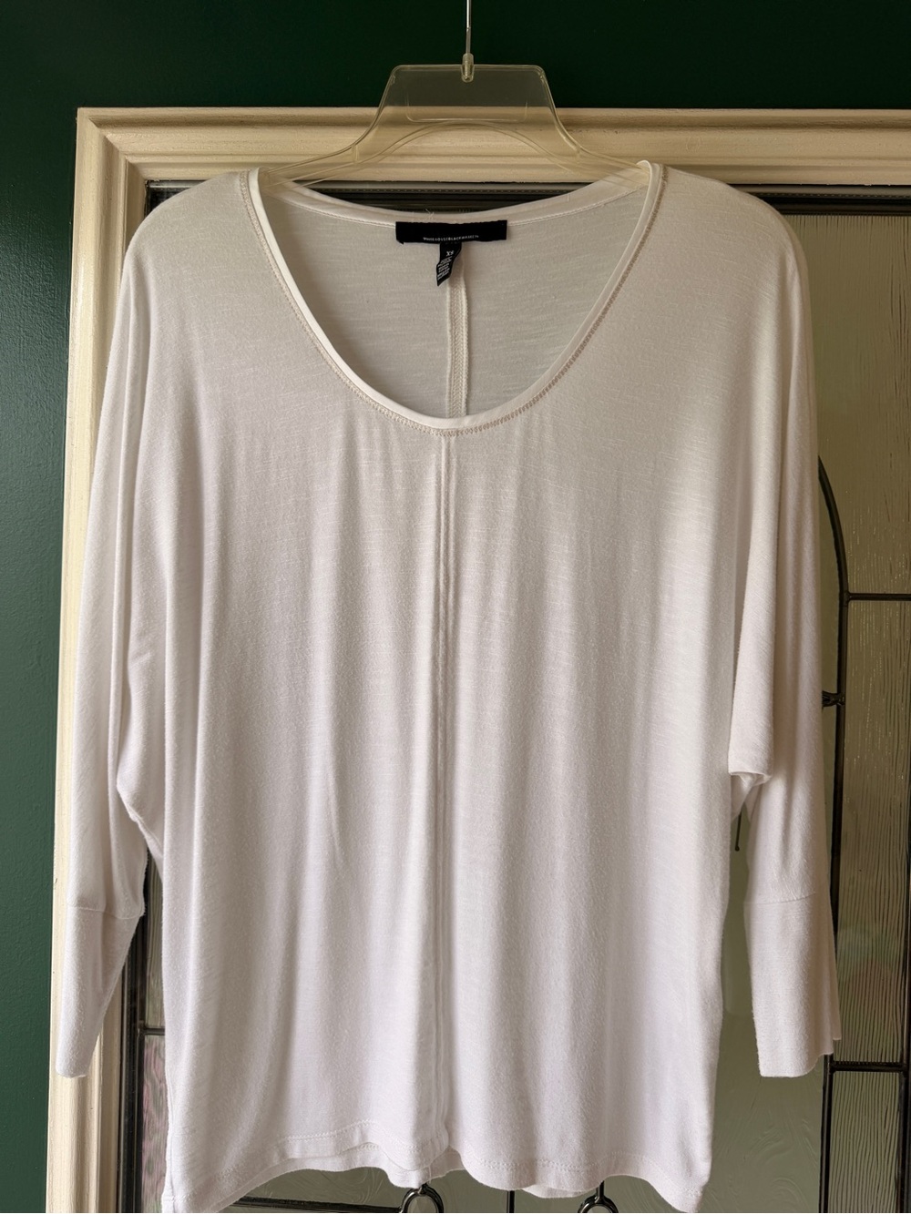 White House Black Market White Scoop Neck oversized 3/4 Sleeve Top